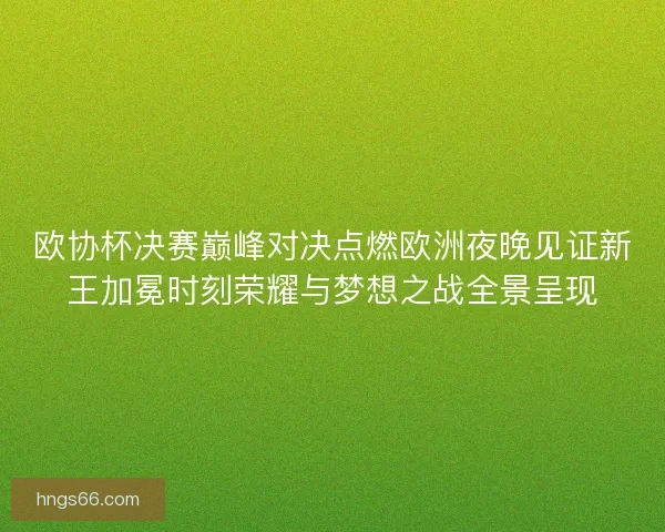 欧协杯决赛巅峰对决点燃欧洲夜晚见证新王加冕时刻荣耀与梦想之战全景呈现 欧协杯决赛巅峰对决点燃欧洲夜晚见证新王加冕时刻荣耀与梦想之战全景呈现